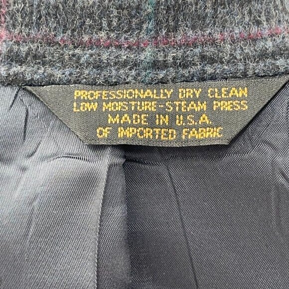 Vtg Unstructured Woolworth's 2-Bttn Gray Plaid Wool Sport Coat (42L or 44L) - Picture 6 of 14